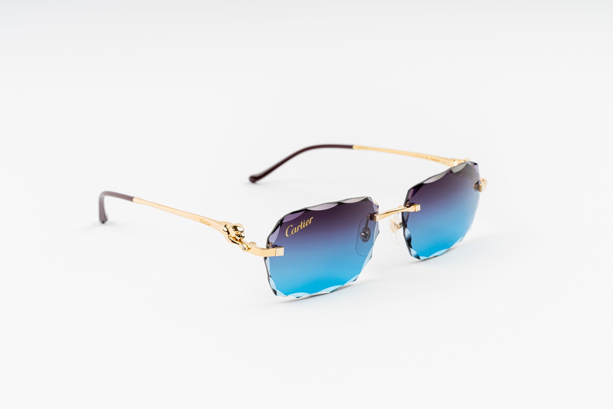 Diamant Lunette Cartier Verre Bleu Panthère 3D